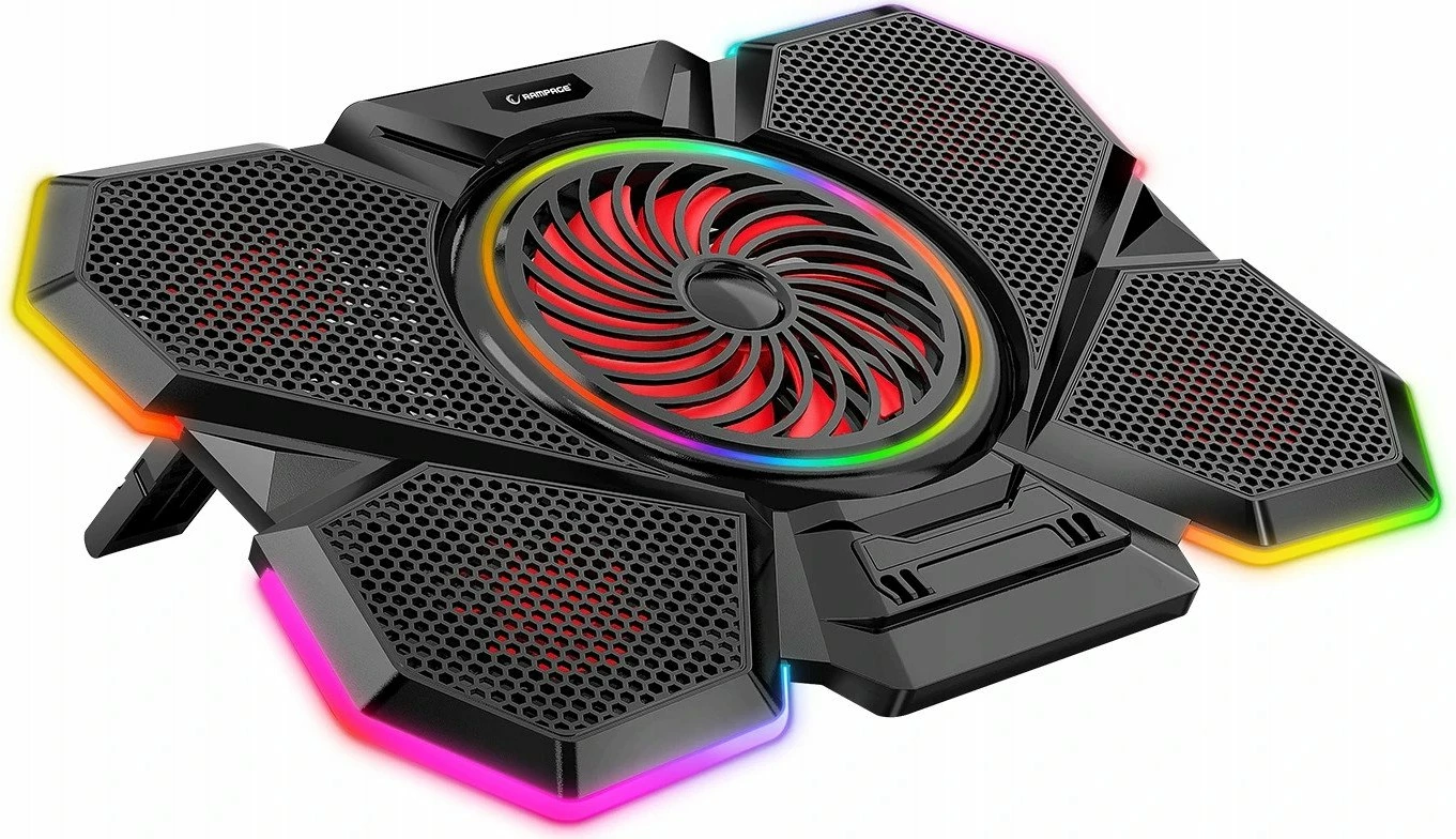 Mbajtëse ftohëse për laptop Rampage S47 CoolFlow 9-17.3", RGB, 5 ventilatorë, e zezë