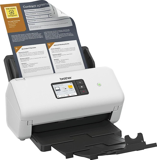 Skaner dokumentesh Brother ADS-4550W, ADF 60 fletë, duplex, Wi‑Fi/Ethernet, 35 ppm, i bardhë