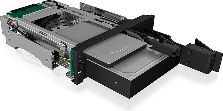 Kafaz hot-swap ICY BOX IB-173SSK, 5.25", për 1x 2.5" + 1x 3.5" HDD/SSD, SATA/SAS 6Gb/s, i zi