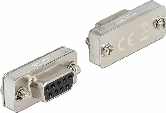Adapter loopback serial DeLOCK RS-232/422/485, DB9 femër, argjendtë