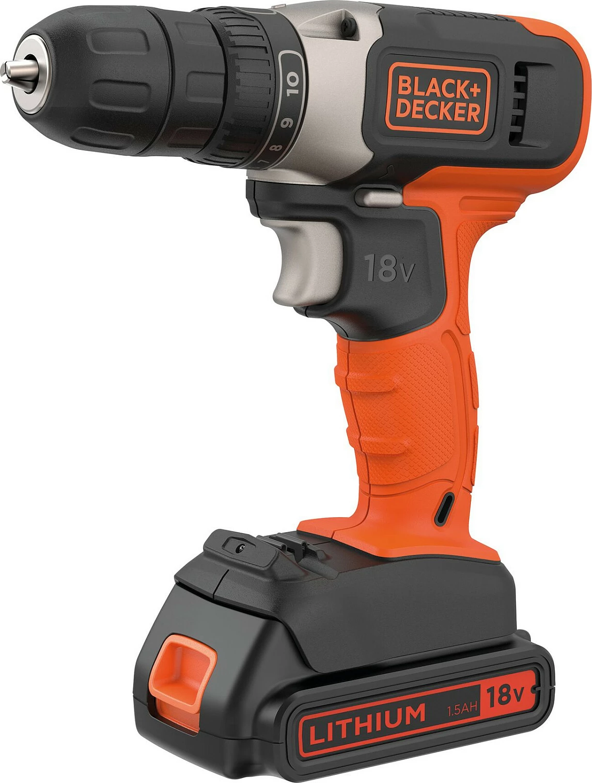 Shpues pistol Black & Decker BCD001C1-QW, 18V, Li-Ion, zi/kuqe
