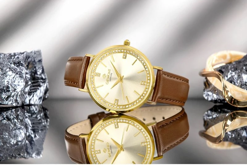 Orë dore femra Giewont GW5390-A3, e artë, rrip lëkure kafe