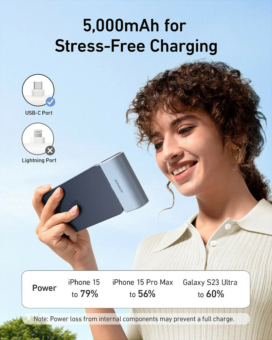 Powerbank Anker Nano, 5000mAh, 22.5W USB-C PD, bezhë