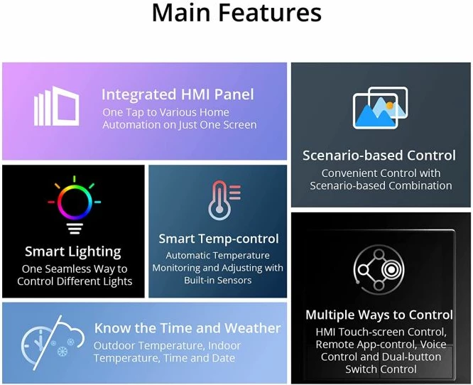 panel kontrolli smart muri SONOFF NSPanel-EU, touchscreen, termostat, WiFi, i zi