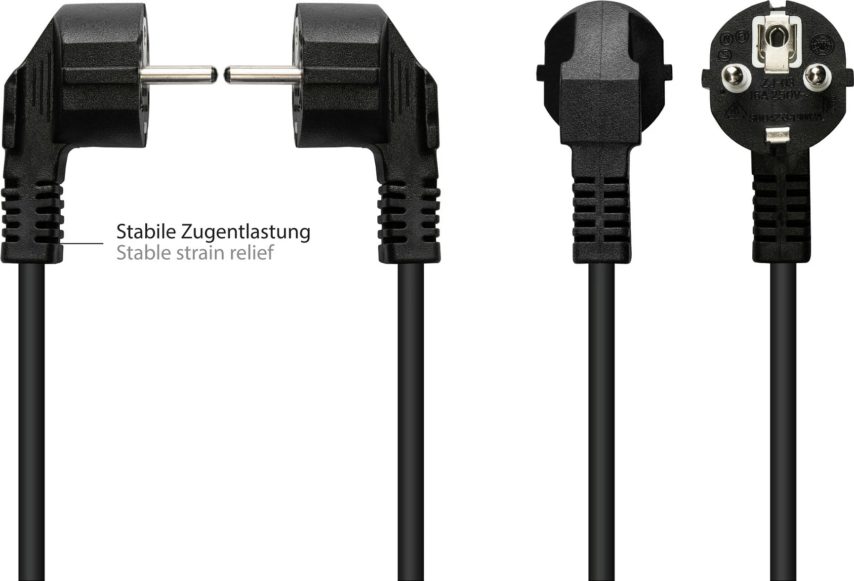 Kabllo rryme GoodConnections P0150-S050, 5m, CEE 7/7 (E+F) në C15, 10A 250V, e zezë
