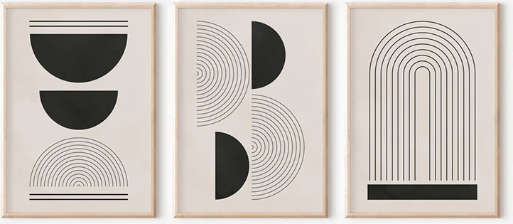 Set pikturash muri Nuvia triptik, kornizë druri, print digjital, 33x1.5x48cm