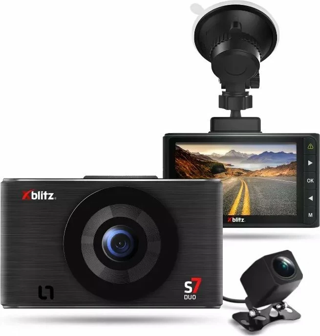 Wideoregjistrator Xblitz S7 Duo Full HD 1080p, 170°, ekran 3\", microSD deri 64GB, i zi, set me kamerë të pasme