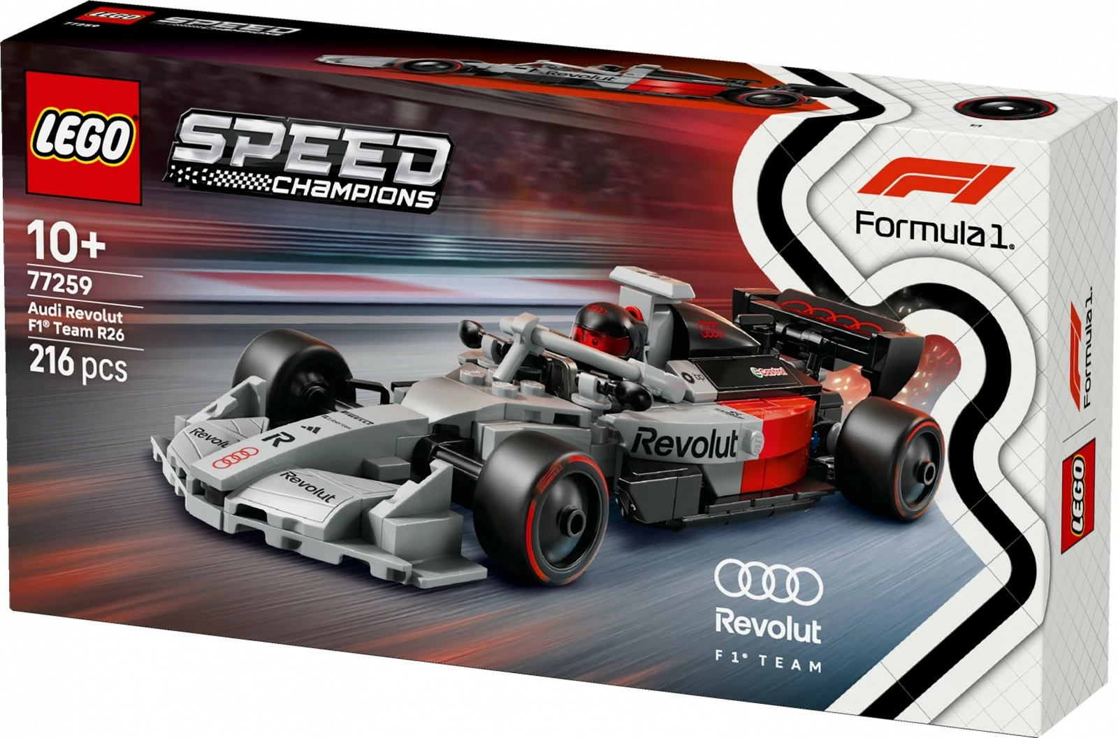 Set LEGO Speed Champions, LEGO 77259 Audi Revolut F1 Team R26, 216 copë, 10+ vjeç, gri/kuqe