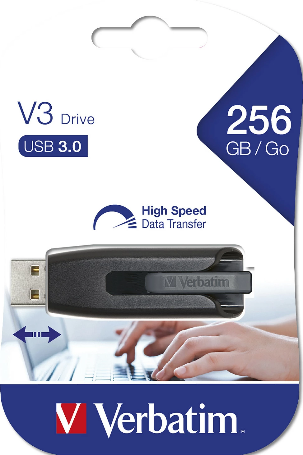 USB memorje Verbatim Store 'n' Go V3, 256GB, USB-A, USB 3.2 Gen 1, e zezë