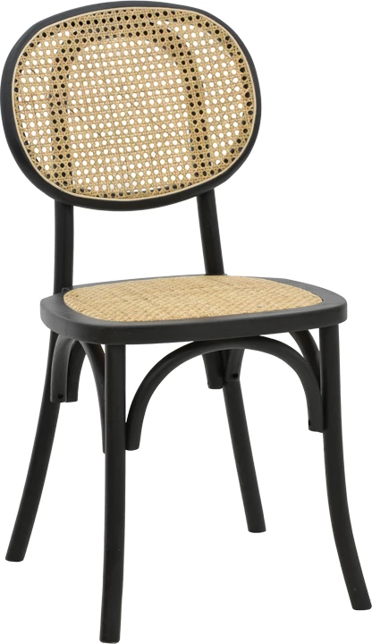 Karrige e grumbullueshme Zoel dru ahu e zezë dhe ratan natyral 45x52x82cm