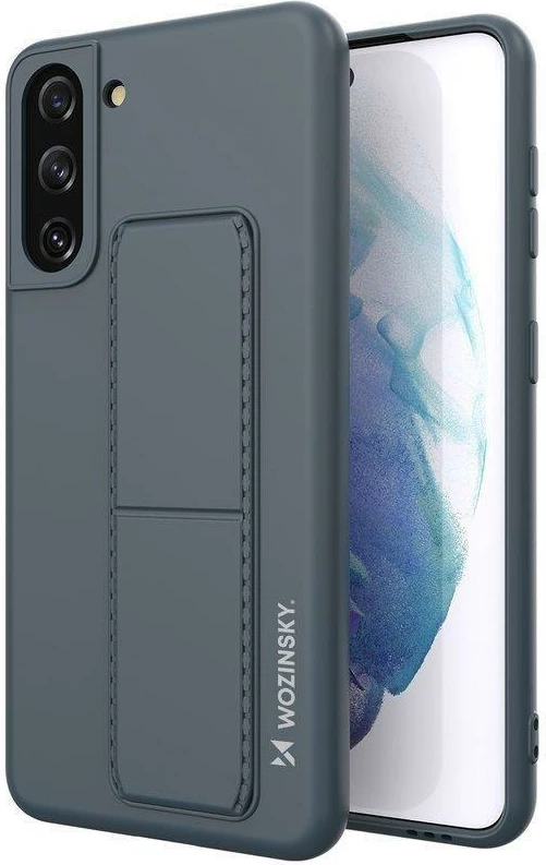 Mbështjellës Wozinsky Kickstand Case për Samsung Galaxy S21+ 5G, silikon, me mbajtëse, blu e errët