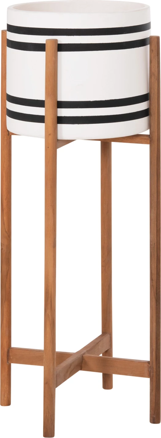 Vazo e brendshme me bazë druri teak, ngjyrë e zezë dhe e bardhë, RENTIL FH4683M, 27x66cm