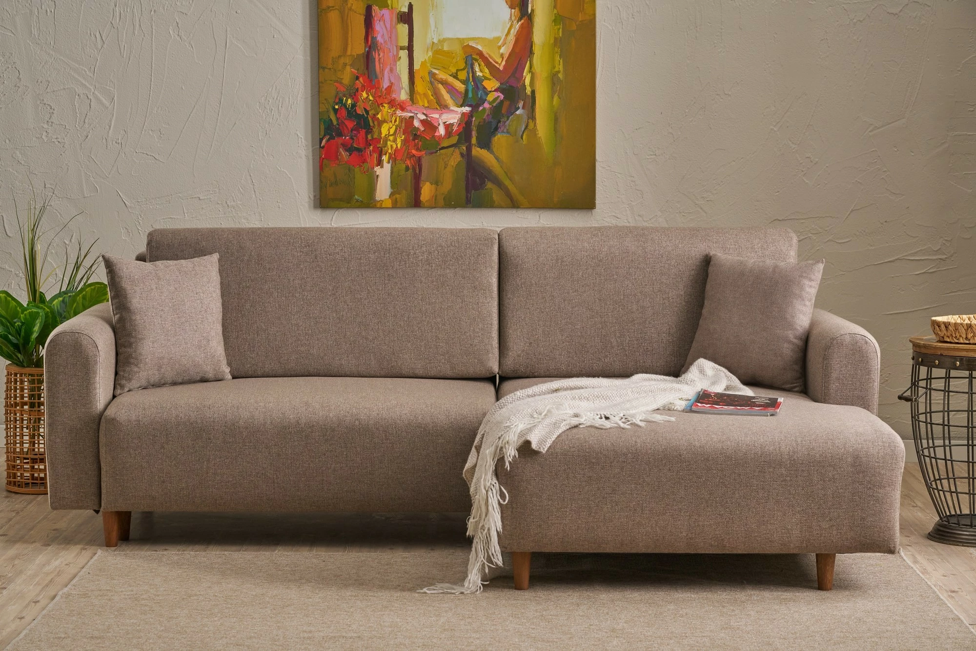 Kënd divan-krevat Atelier del Sofa, mane djathtas, ngjyrë kafe