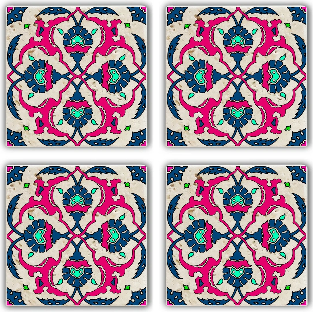 Set 4 copë mbrojtëse guri natyral për gota, shumëngjyrëshe, Hermia, TAB368883764