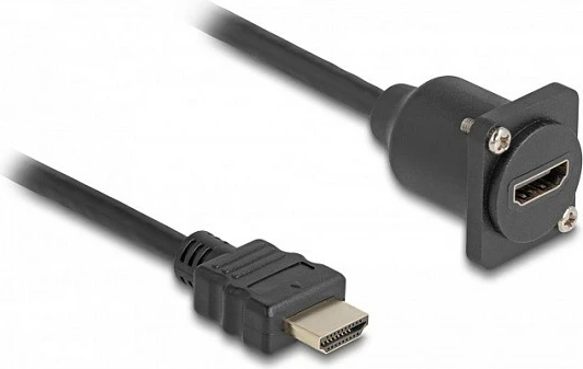 Kabllo HDMI DeLOCK D-Type, HDMI-A mashkull në HDMI-A femër, 4K, e zezë