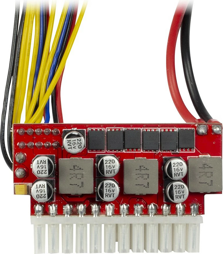 Furnizues rryme Mini-ITX DC/DC Inter-Tech 88882190, 200W, ATX 20+4 pin, për NAS/Server, i zi