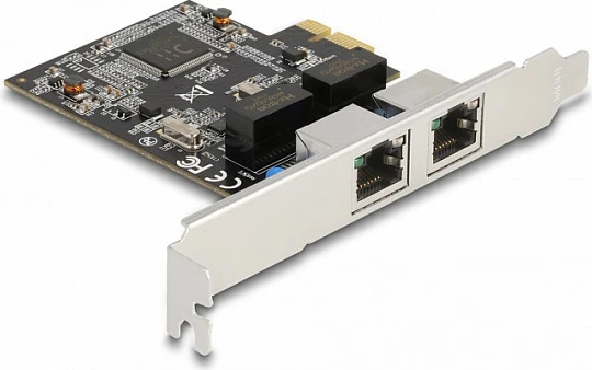 Kartelë rrjeti PCIe DeLOCK RTL8111, 2x RJ45 Gigabit LAN, PCI Express x1, argjendtë