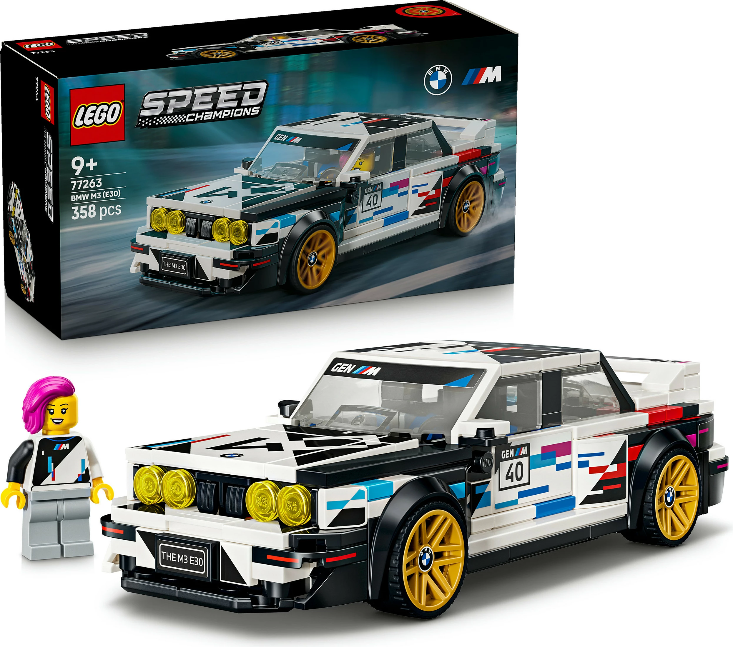 Set LEGO Speed Champions BMW M3 (E30) 77263, 358 copë, 9+, bardhë
