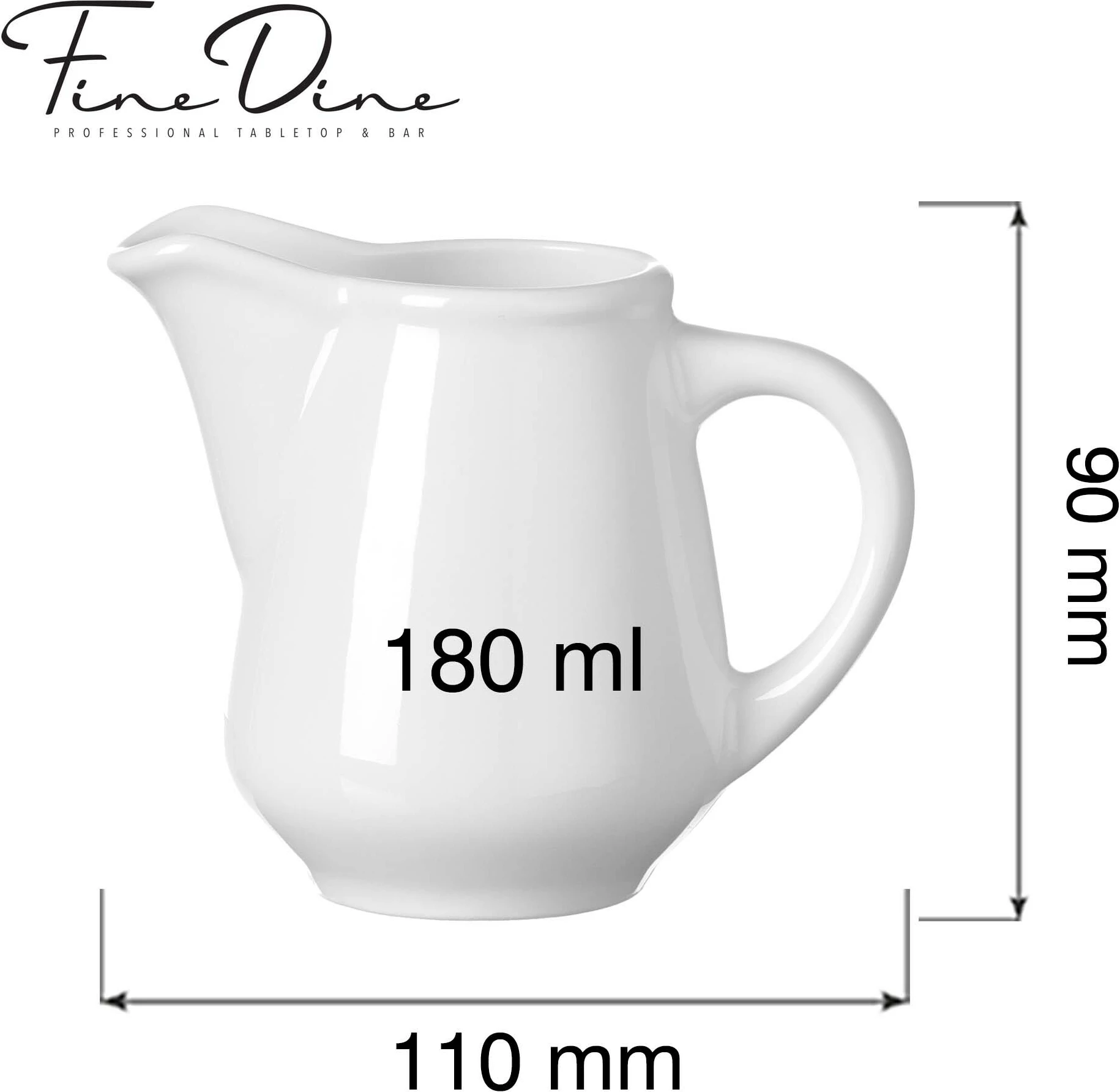 Shtambë qumështi Fine Dine Pure Crema 180 ml, porcelan i vitrikuar, krem, set 6 copë