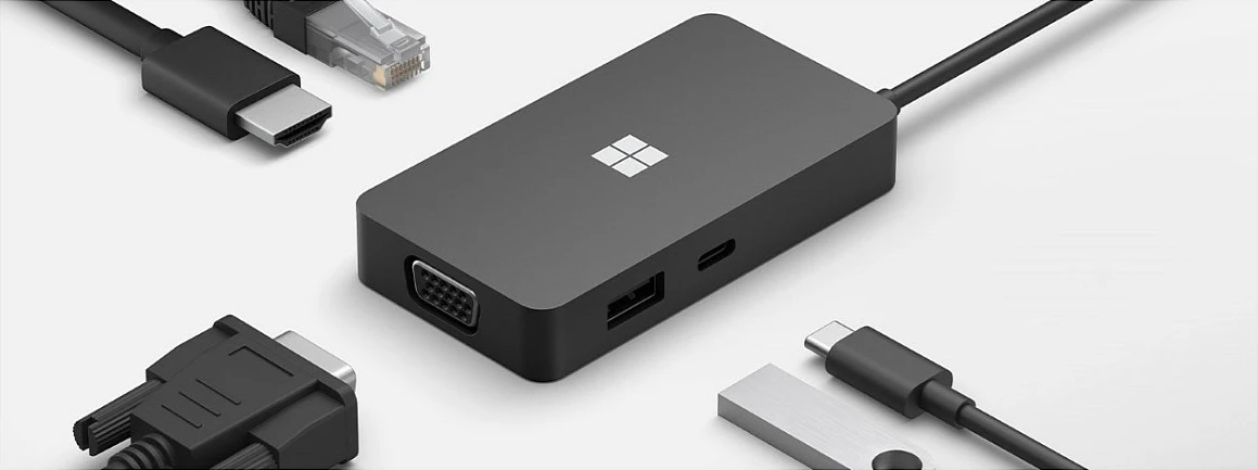 Hub udhëtimi USB-C Microsoft Surface, multiport, i zi