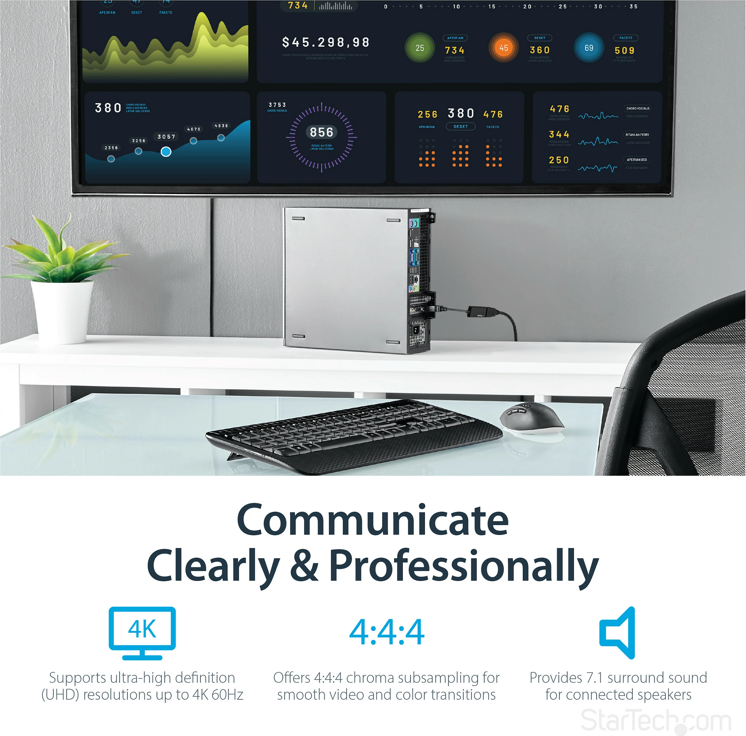Adapter DisplayPort në HDMI StarTech DP2HD4K60S, 4K 60Hz, aktiv, 0.215 m, i zi