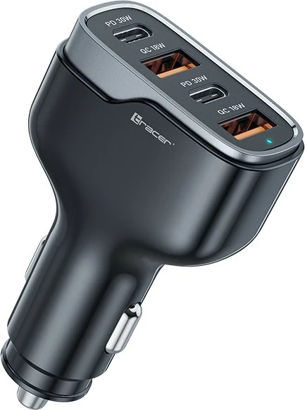 Karikues veture Tracer QuickCharger 60W, 2x USB-C, 2x USB-A, Power Delivery, i përshtatshëm për Apple