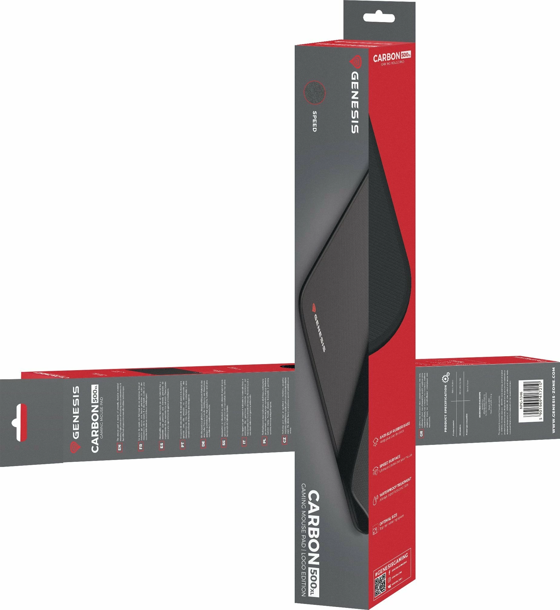 Mauspad GENESIS Carbon 500 XL LOGO NPG-1346 500x400mm 2.5mm, i zi
