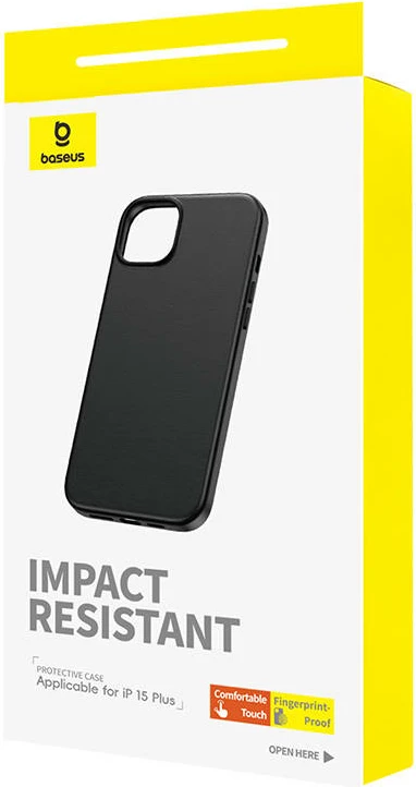 Mbështjellës Baseus Fauxther për iPhone 15 Plus, i zi