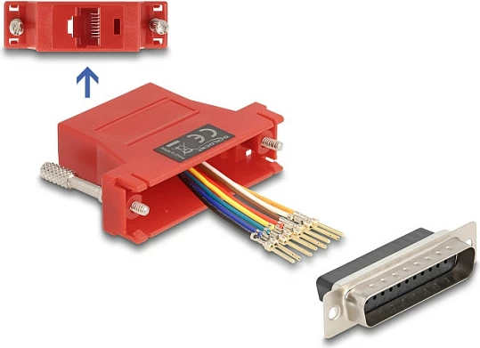 Adapter DeLOCK D-Sub DB25 në RJ45, kit montimi, i kuq
