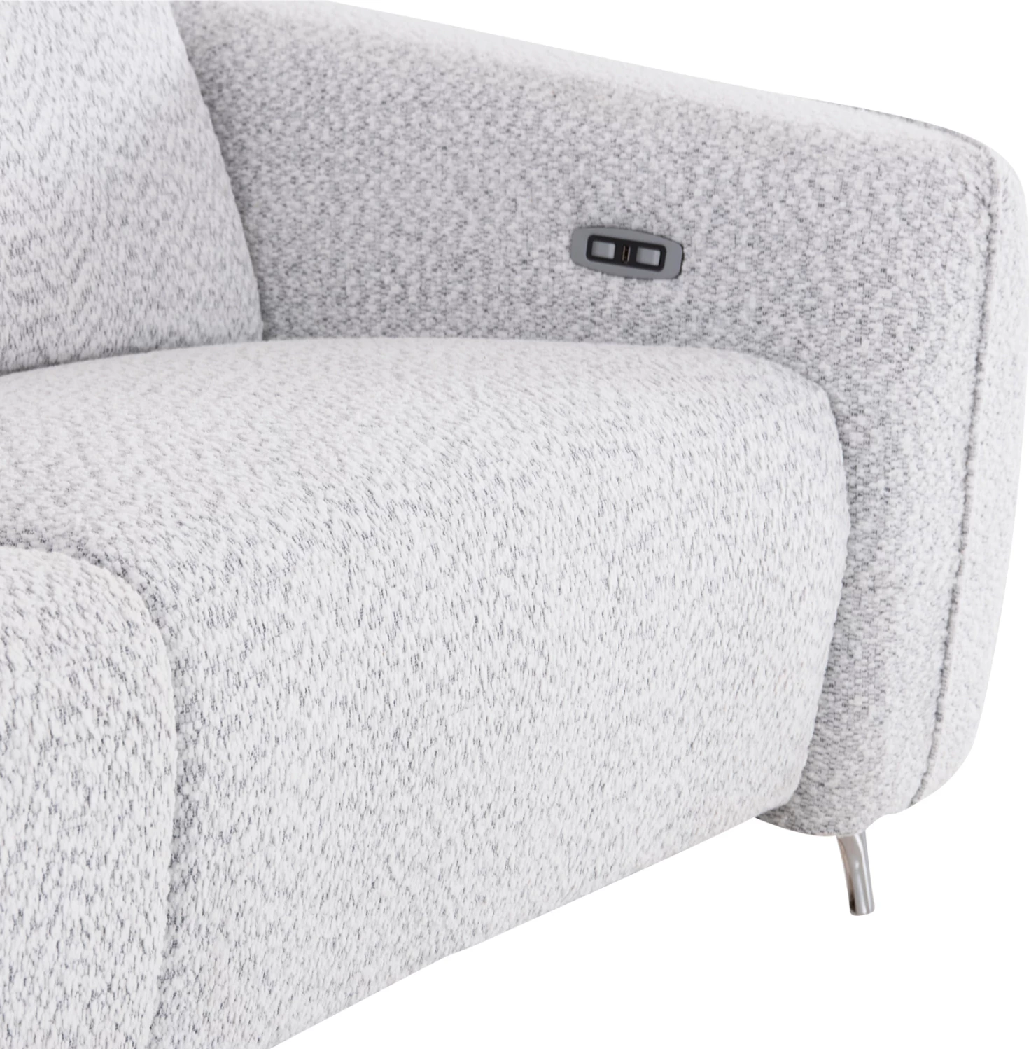 Këndore e majtë treshe me recliner Valente, material teddy, ngjyrë gri e çelët, CD3317.01L, 275x160x104cm