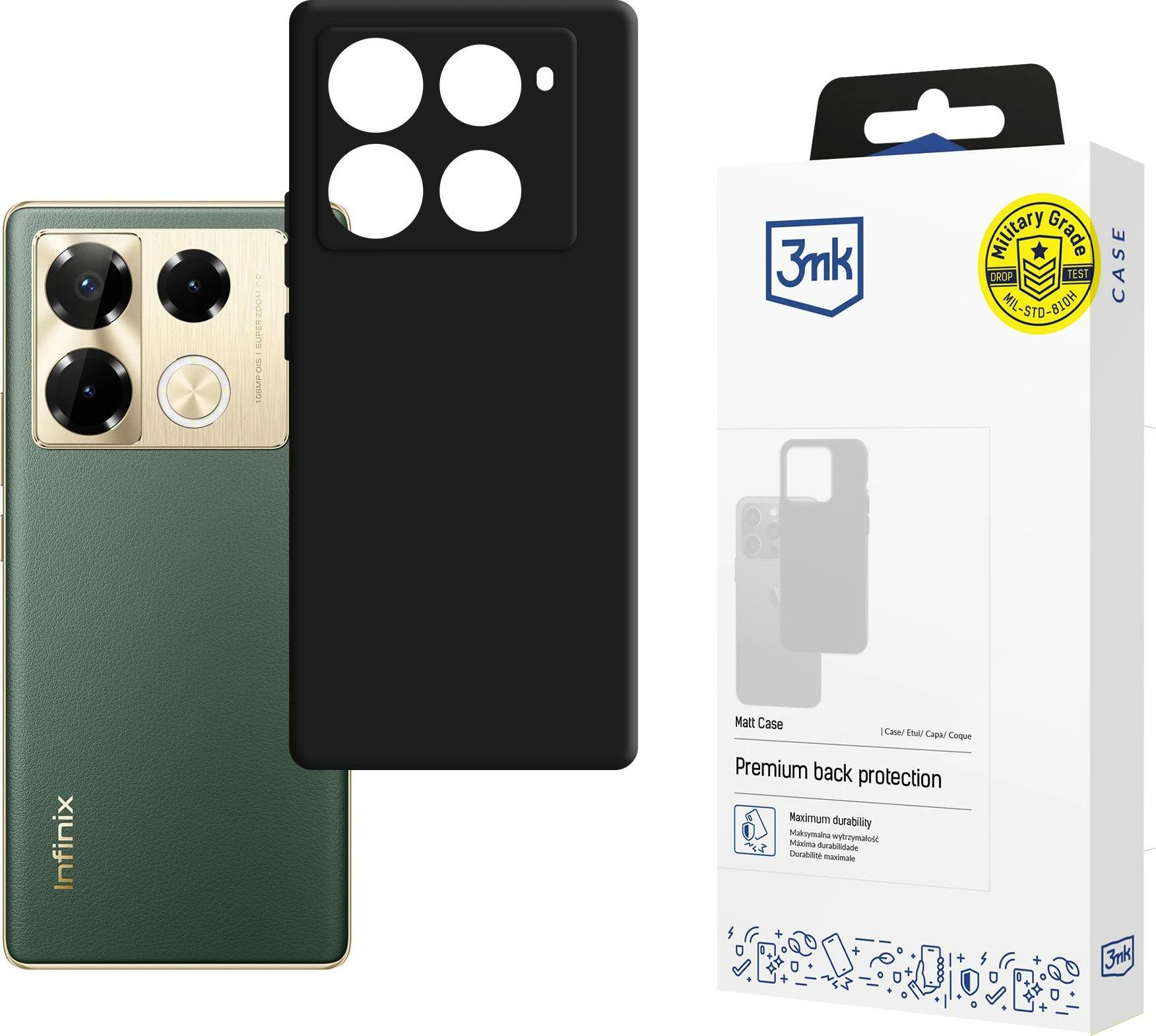 Mbështjellës 3mk Matt Case për Infinix Note 40 Pro, i zi