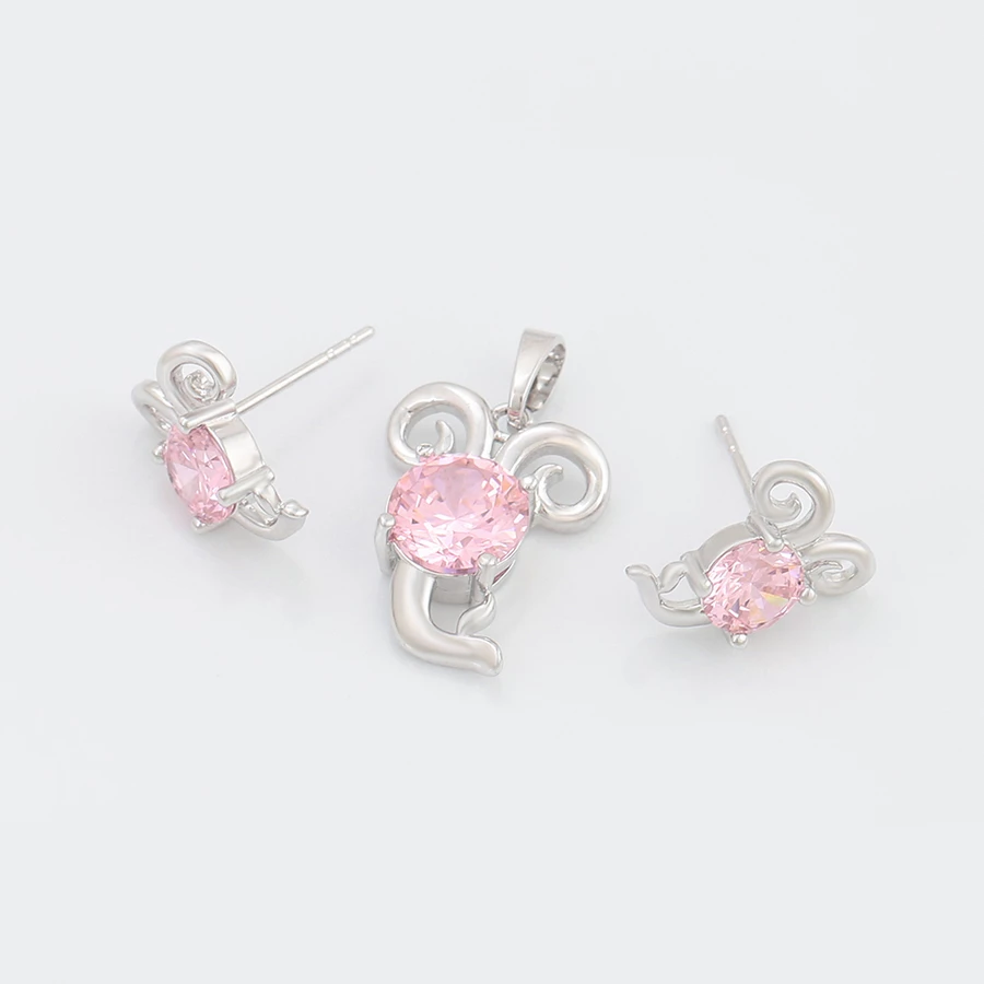 Set - vathë dhe varëse të flakëruara në argjend V2FAR, argjendtë/rozë