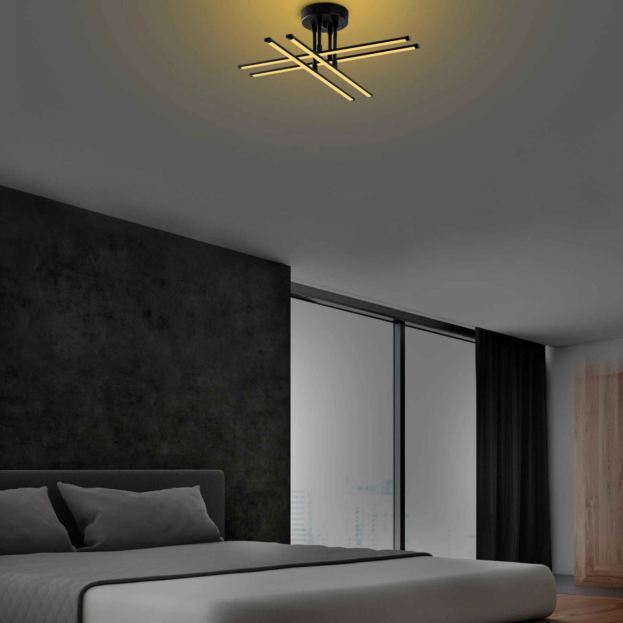 Llambë tavani moderne, metal i zi, Opviq Exhaust-13661, 61x22x61cm