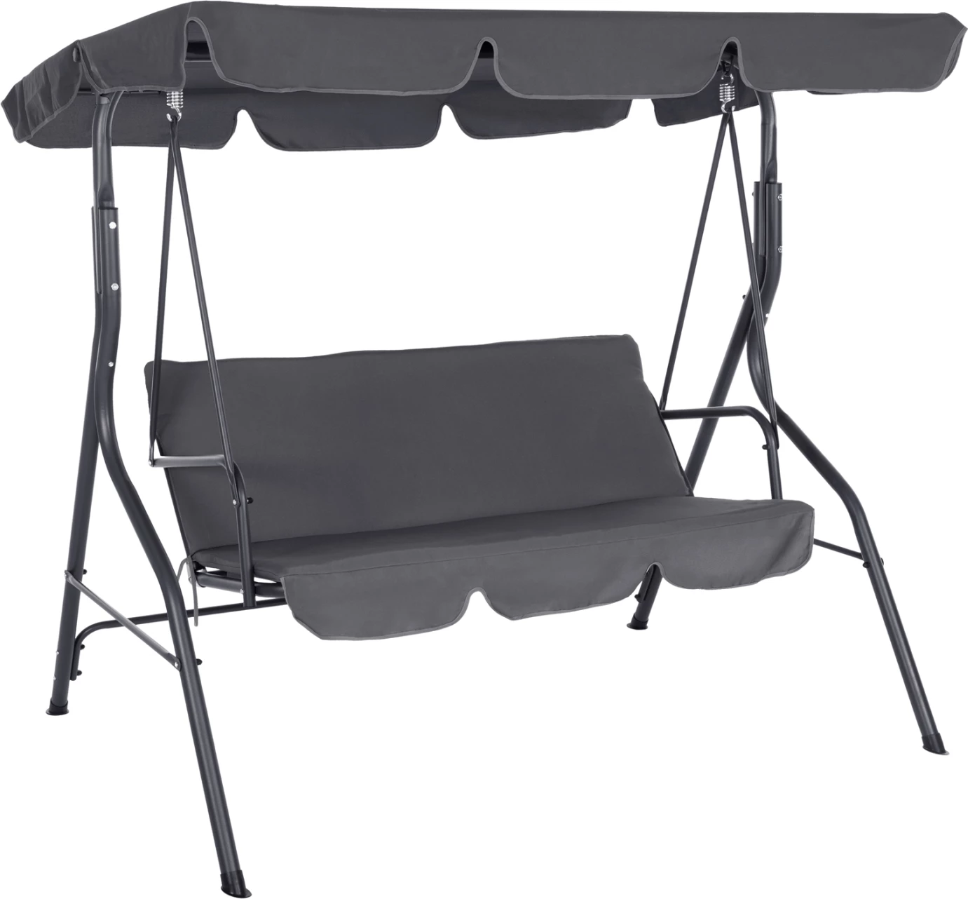 Luhatëse për verandë 3-vendëshe me mbrojtëse dielli LIKID FH5979.01 kornizë metalike dhe pëlhurë gri 170x110x153Hcm