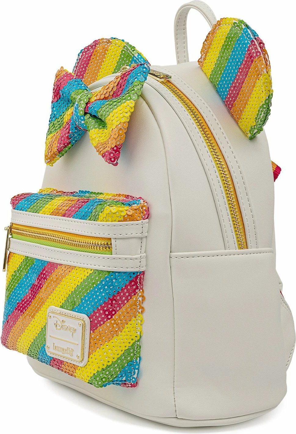 Mini çantë shpine Loungefly Disney Sequin Rainbow Minnie, 22.9 x 26.7 x 11.5 cm, e bardhë, 1 copë