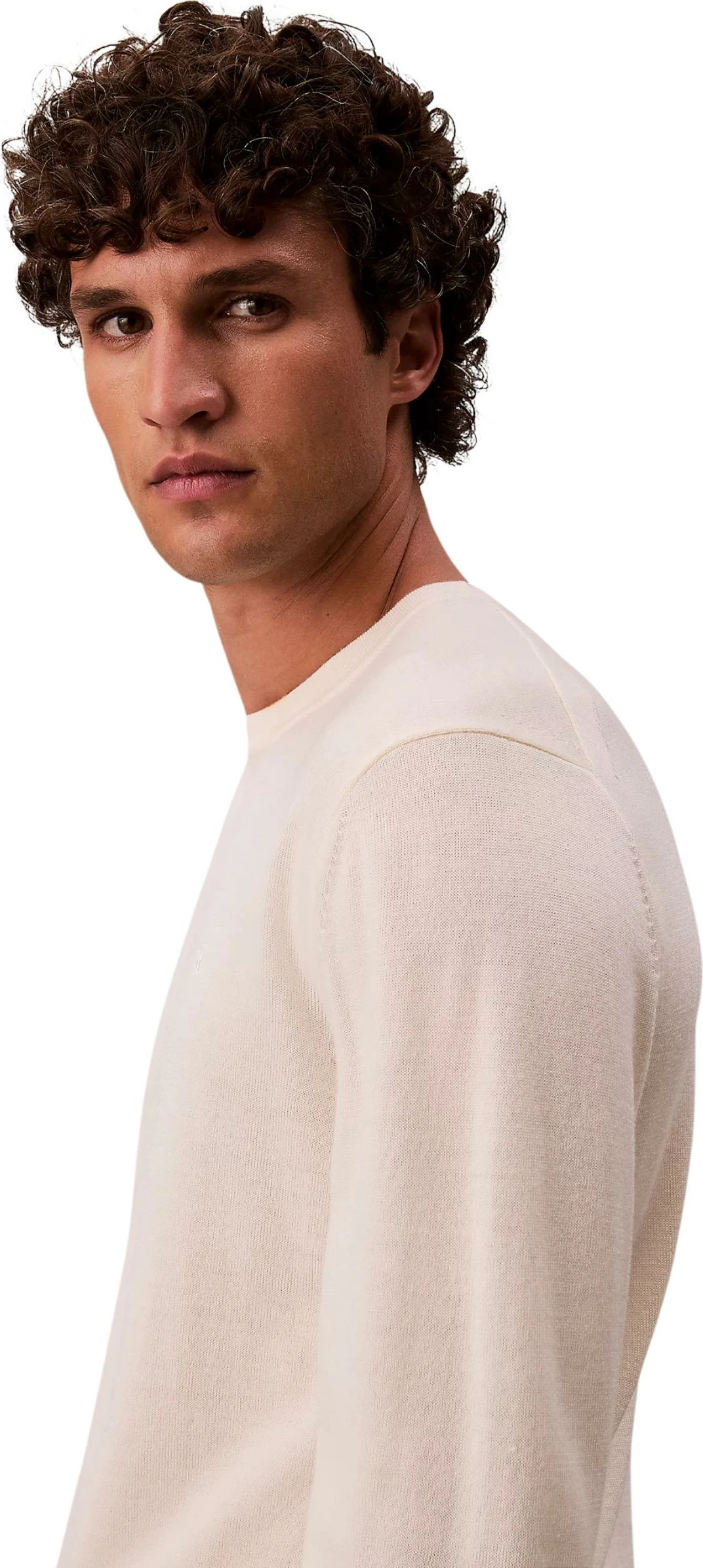 Xhemper për meshkuj Calvin Klein LS Merino Crew LV04LB305G, krem [Madhësia: XL]