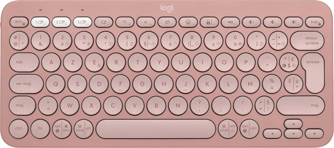 Tastierë mini Logitech Pebble Keys 2 K380s, wireless, Bluetooth, AZERTY, rozë