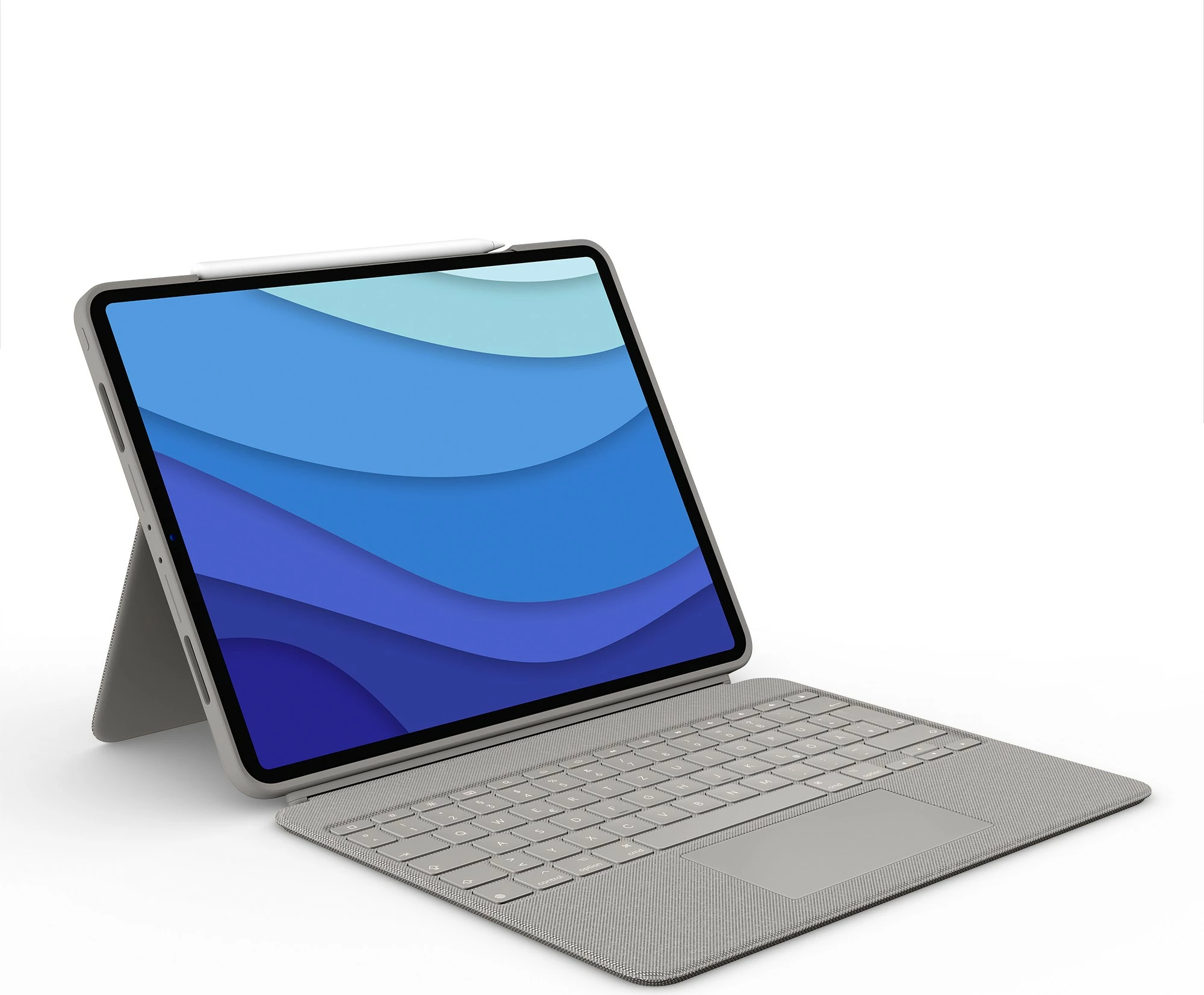 Tastierë me trackpad Logitech Combo Touch, QWERTY UK International, për iPad Pro 12.9, sand