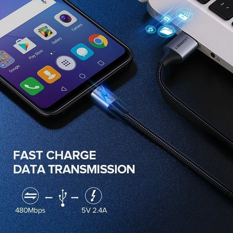 Kabllo USB-A në microUSB Ugreen US290 (60153) 2 m QC 3.0, e bardhë