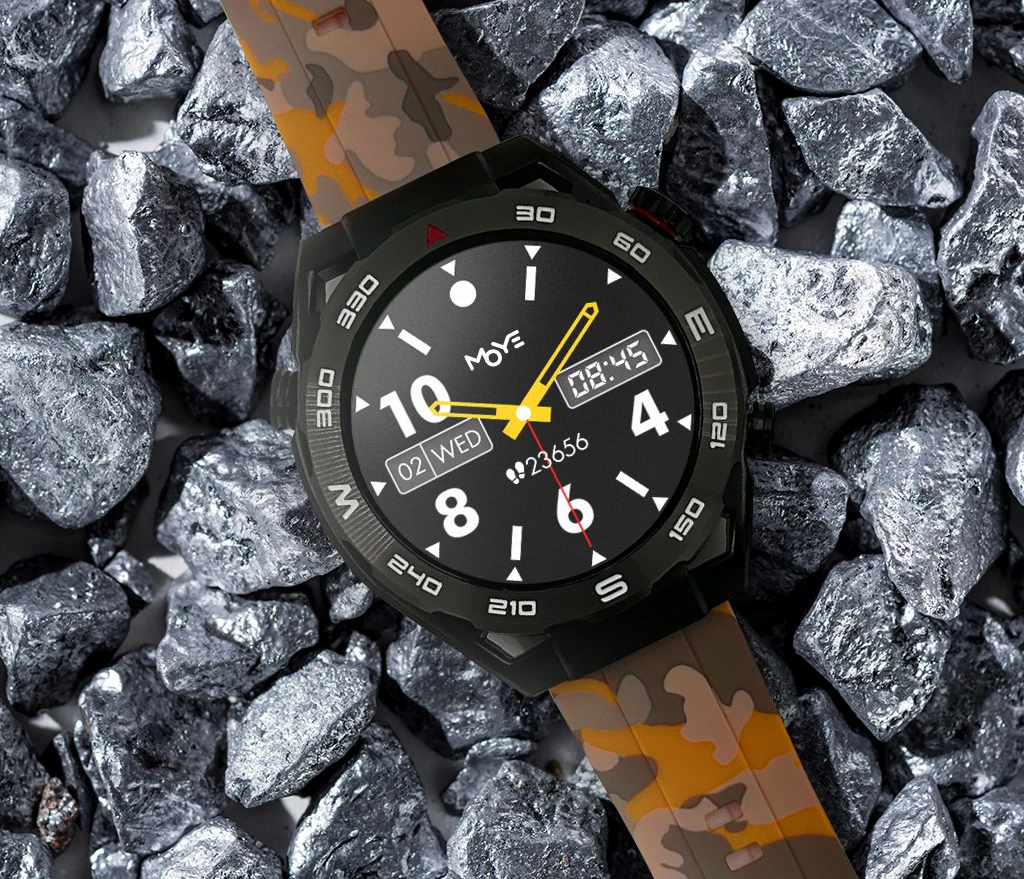Smartwatch Moye Ares 1.43\" AMOLED, thirrje Bluetooth, karikim wireless, IP67, set me 3 rripa, e zezë