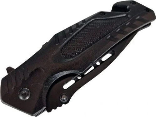 Thikë shpëtimi AZYMUT H-K2010878 me prerës rripi, thyes xhami dhe mbështjellës, e zezë