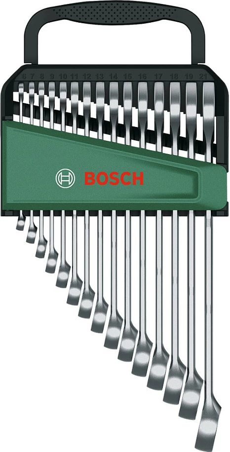 Set çelësa kombinues Bosch, 15 copë, me organizer, çelik krom-vanadium, inox