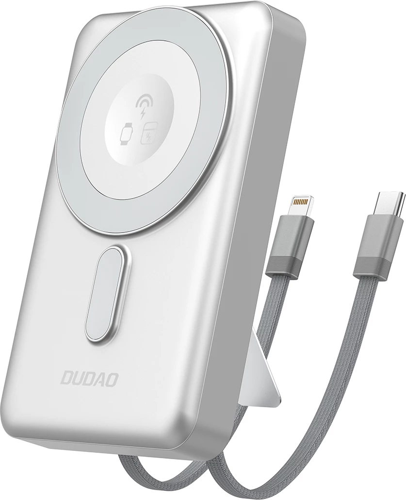 Powerbank Dudao K29, 10000mAh, MagSafe, me kasë metalike, USB-C/Lightning, Argjend