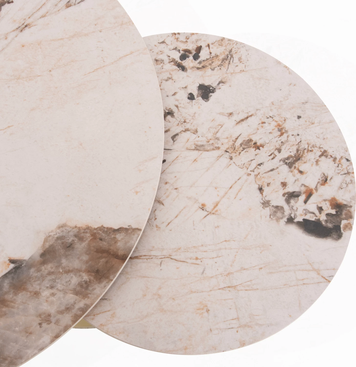 Tavolinë kafeje rrethore me dy sipërfaqe rrotulluese, qeramikë, bazë metalike, AILLERON CD18096.02, 77(50)x44cm