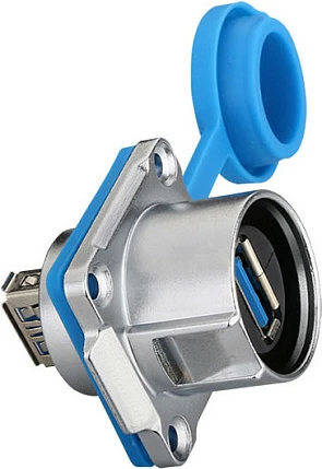Adapter USB GoodConnections Alcasa IC01-24U302, USB-A, USB 3.2 Gen 1, 5 Gbit/s, IP65/IP67, metal, blu/argjend