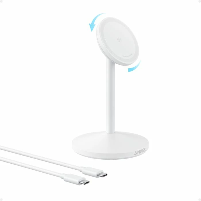 Karikues wireless me stand ANKER MagGo A25X1H21 15W Qi2/MagSafe-compatible, rrotullim 360°, bardhë
