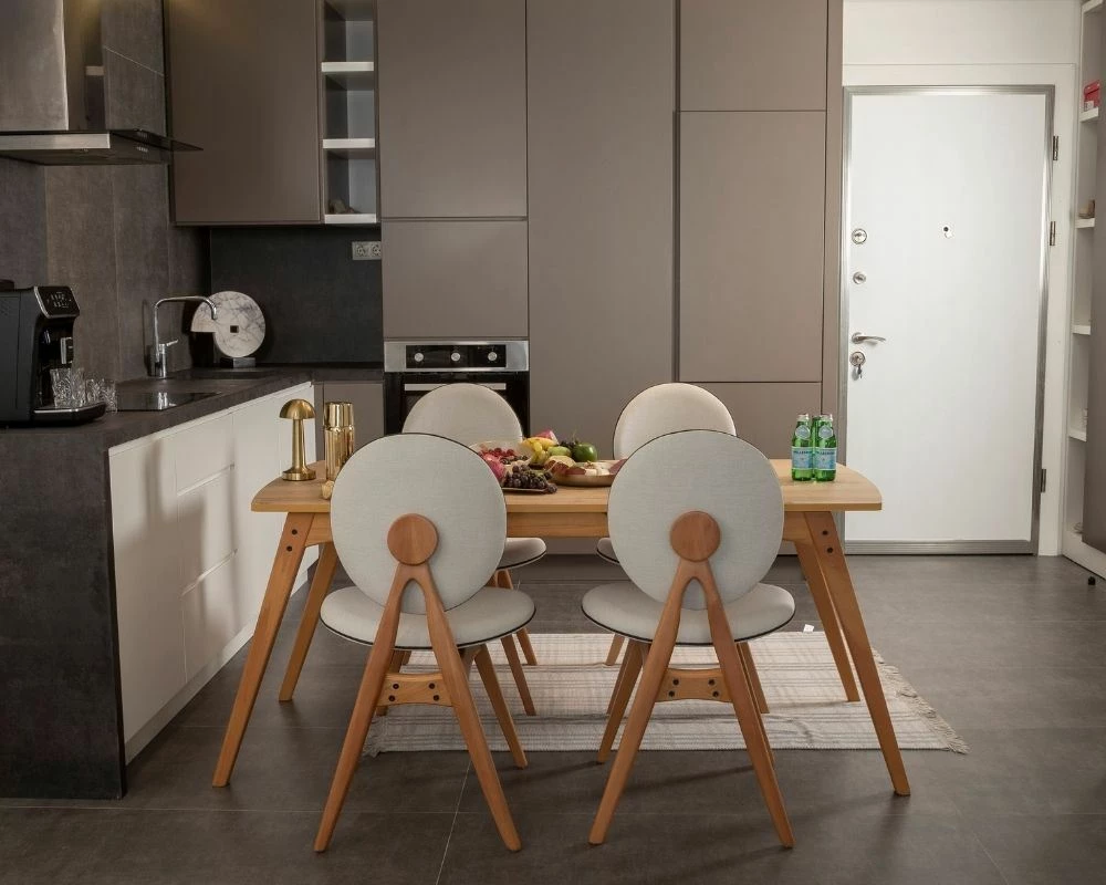 Tavolinë me karrige (5 copë), Skye Decor, Touch (4S), ngjyrë lisi dhe bezhë