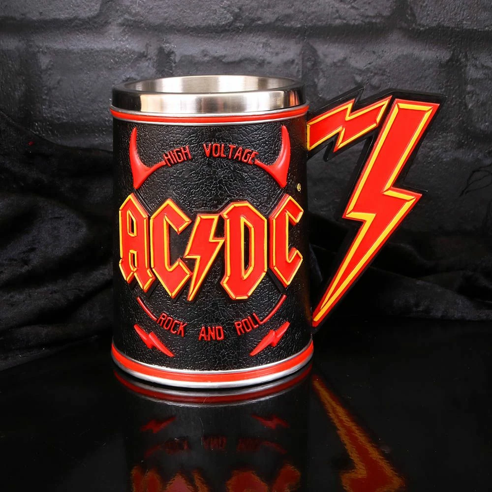 Filxhan koleksionist NEMESIS NOW AC/DC High Voltage Rock and Roll, rezinë me insert inox, i zi/kuq
