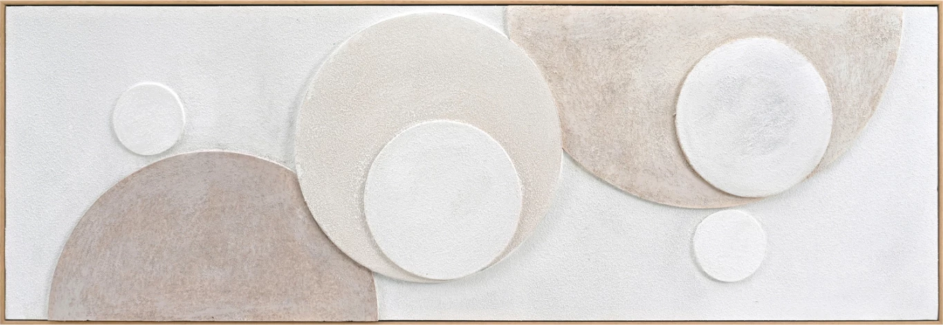 Pikturë muri 3D FH4573 me kornizë PS ngjyrë bezhë, forma të rrumbullakëta, 152x5x52 cm