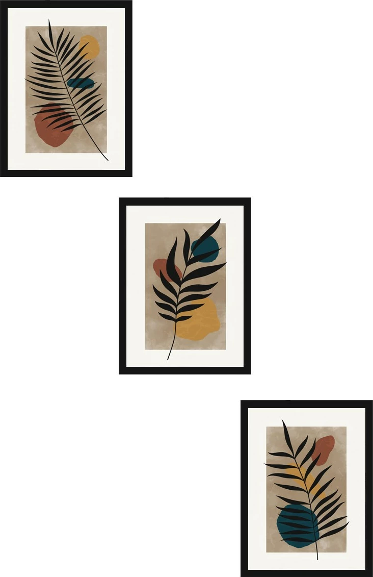 Pikturë dekorative me kornizë MDF (3 copë), Wallity, Huhu483S, 20x30cm